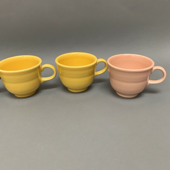 Homer Laughlin HLC LLD SSC Fiesta Cups Yellow Blue Purple Peach Lot of 6 - Picture 6 of 9